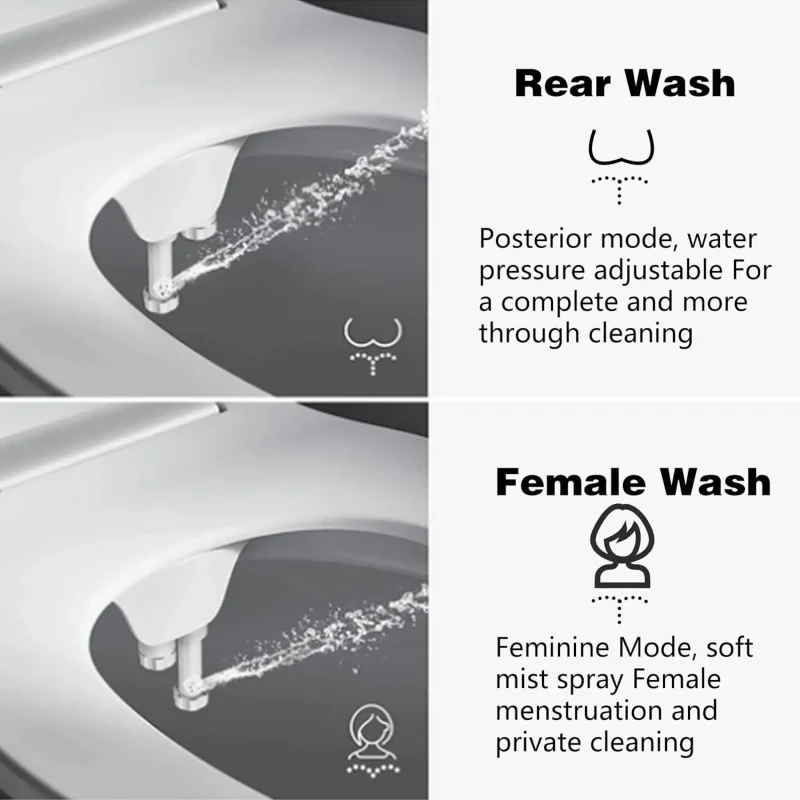Non-Electric Bidet Attachment with Retractable Nozzle