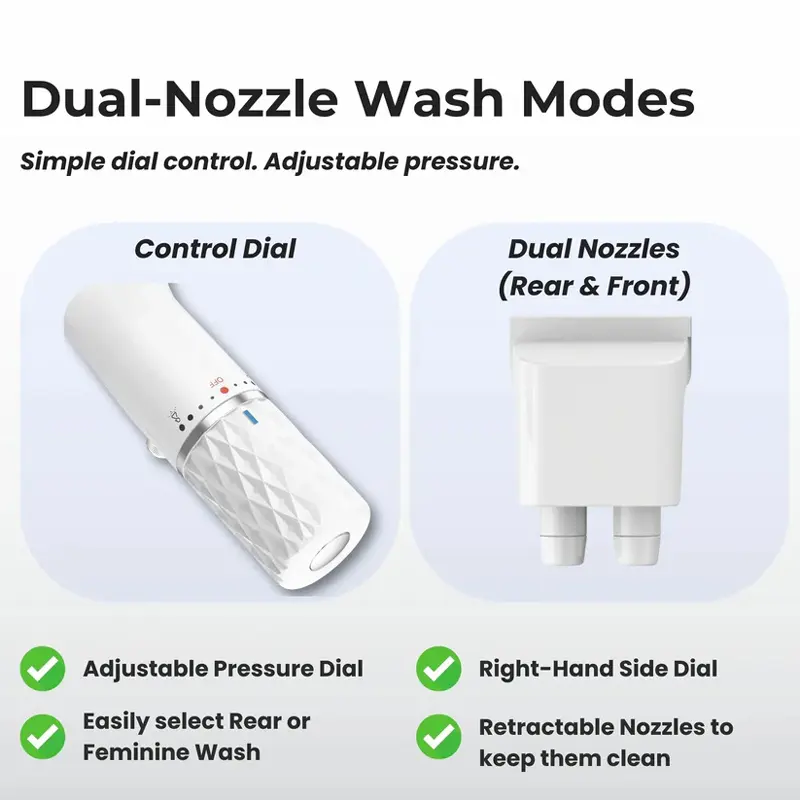 Non-Electric Bidet Attachment with Retractable Nozzle
